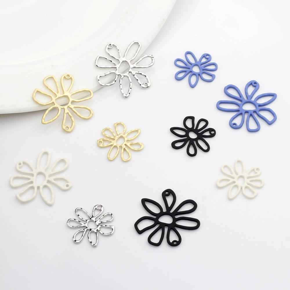 Metallic Spray Paint - 亜鉛合金カラースプレーペイント中空花チャームコネクタ 6 ピース/ロット DIY イヤリングジュエリーメイキングアクセサリー