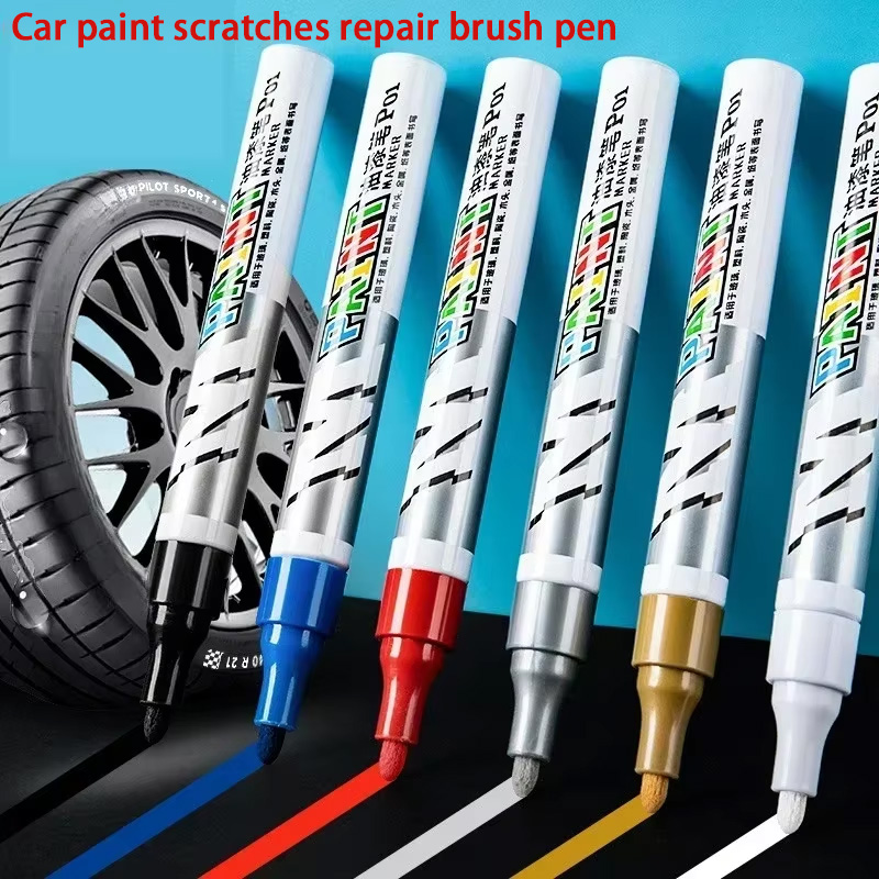 Metallic Spray Paint - 防水車用塗料傷修復ブラシペン 自動車用黒白銀赤 - タイヤトレッドケアウォーターマーカーペン