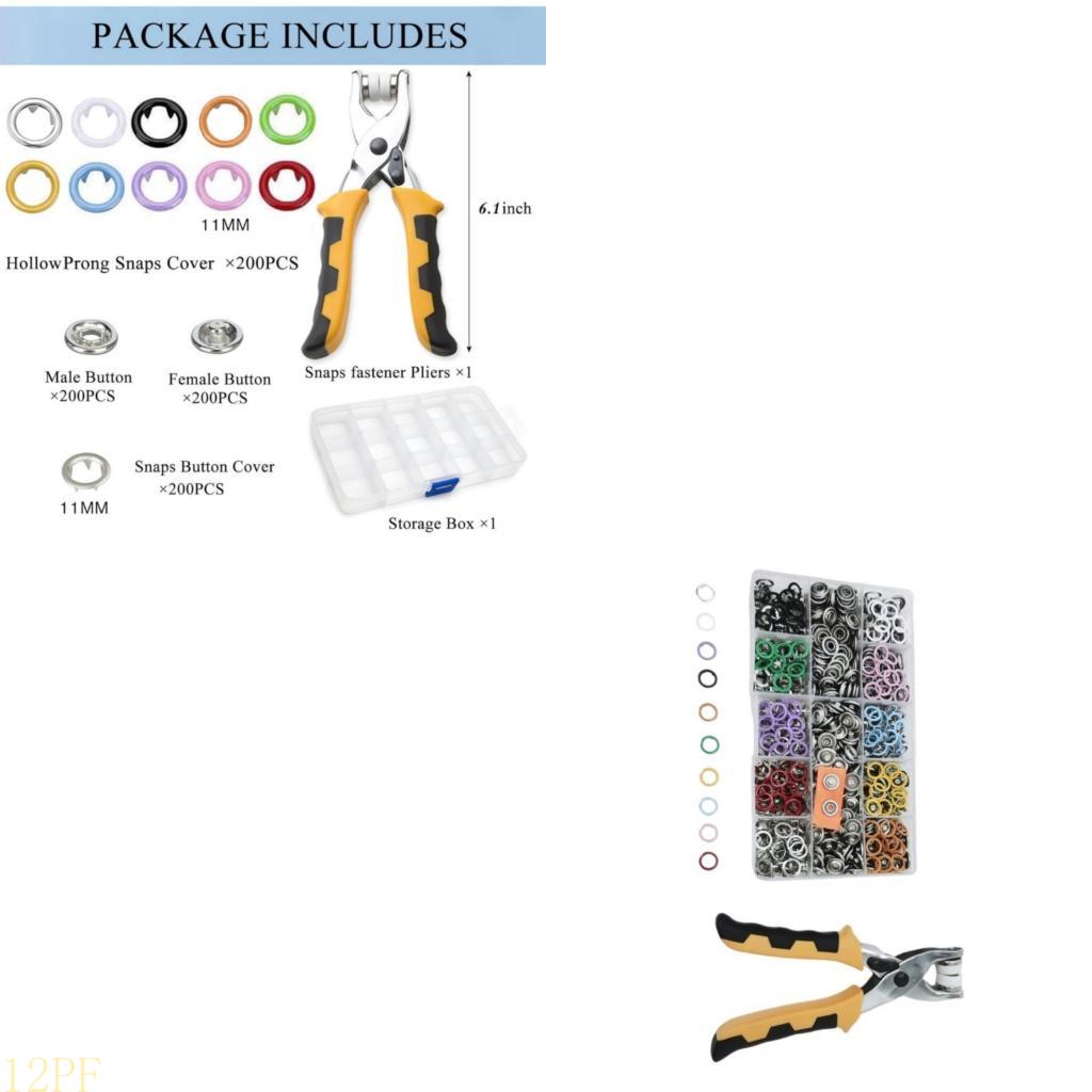 12PF 11 ミリメートル金属スナップファスナーとプライヤ - Snap Plier Setter のレビューと価格